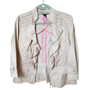 Elegant Cream Ruffled Women's Jacket